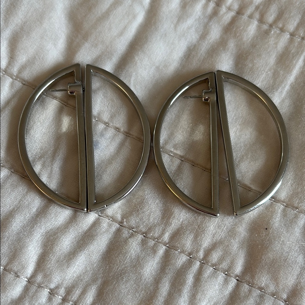 Silver Geometric Hoop Earrings